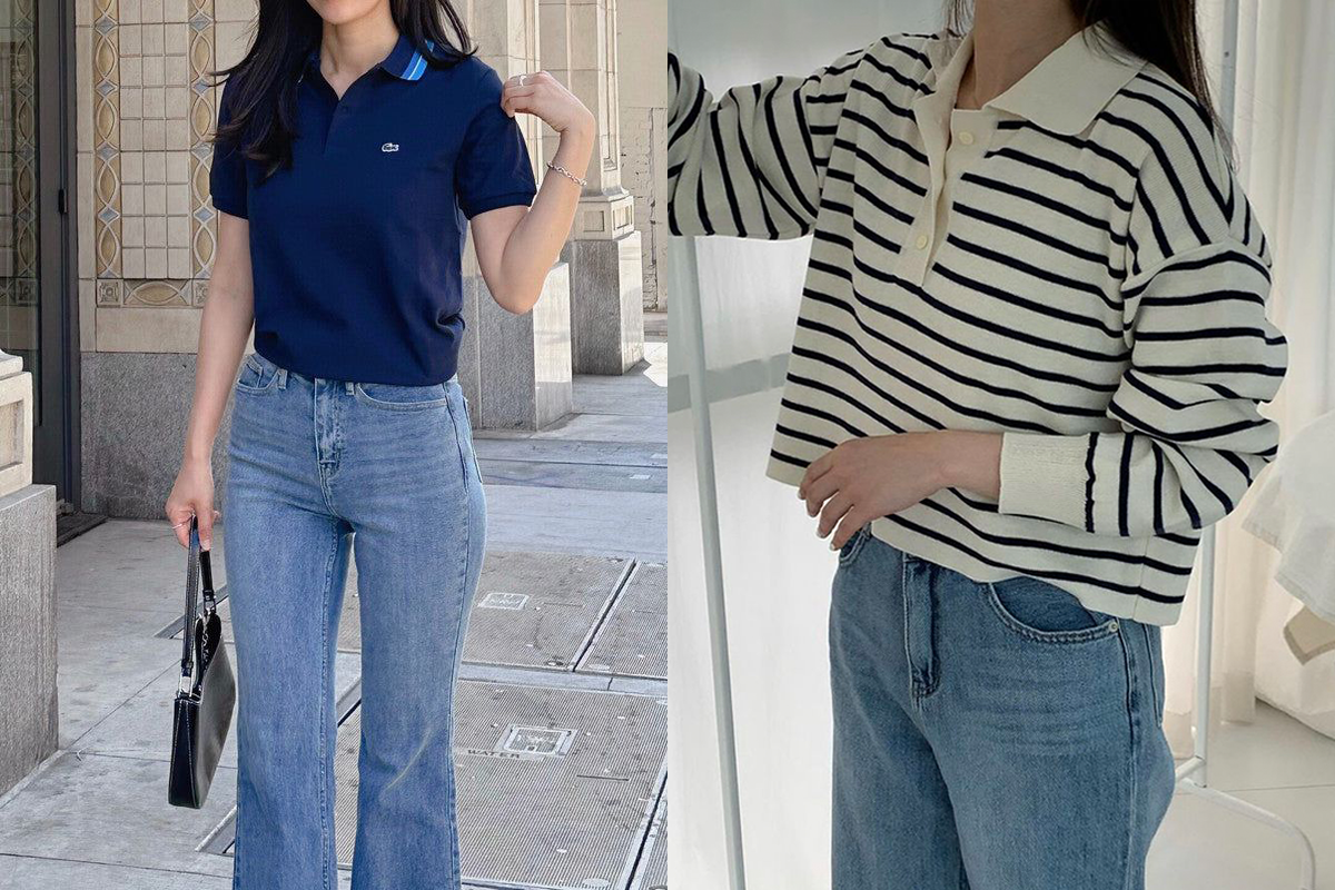 Quần jeans, áo thun polo