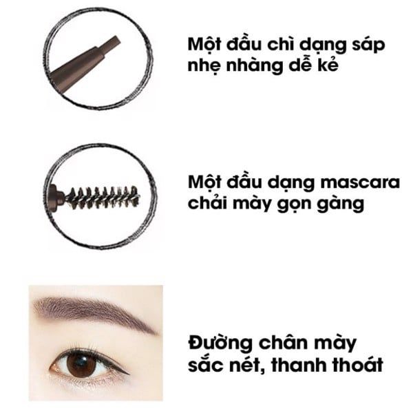 Chì Kẻ Chân Mày PERIPERA Speedy Eyebrow 02 Gray Brown Nâu Xám 0,14Gr Guardian Việt Nam