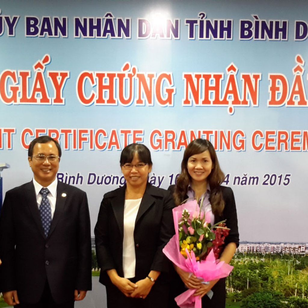 CÔNG TY TNHH ASIALAND VIỆT NAM ĐƯỢC NHẬN GIẤY CHỨNG NHẬN ĐẦU TƯ ĐỢT I-2015