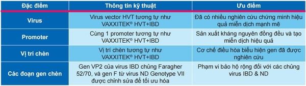 Đặc điểm của virus vaccine Vaxxitek HVT+IBD+ND