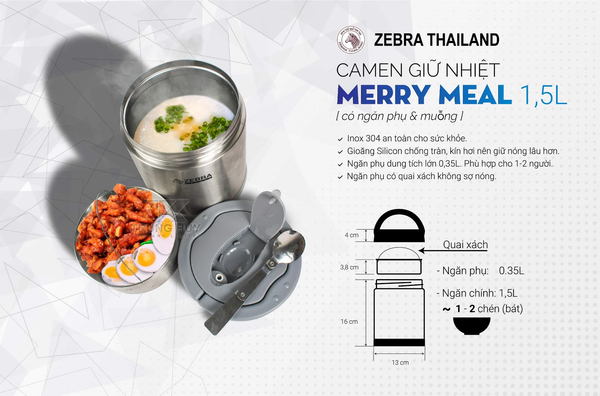 Camen giữ nhiệt Merry Meal 1,5L (có ngăn & muỗng) - 152444