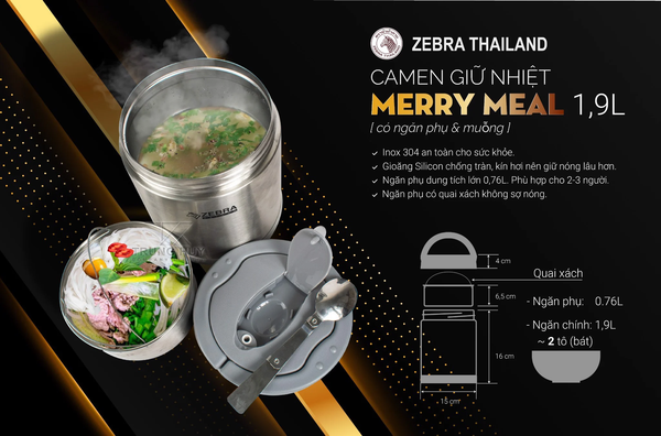 Camen giữ nhiệt Merry Meal 1,9L (có ngăn & muỗng) - 152445