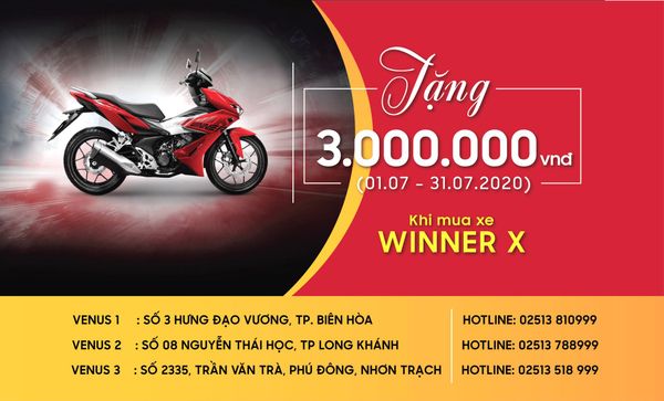 GIẢM NGAY 3 TRIỆU KHI MUA WINNER X TẠI THẾ GIỚI XE VENUS! - Venus Motorbike