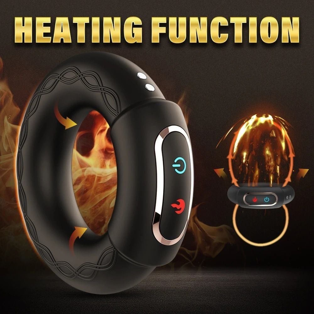Toys: Vòng Đeo Kéo Dài 10 Chế Độ Rung Có Nhiệt Độ Ấm Nam Sử Dụng Heating Function