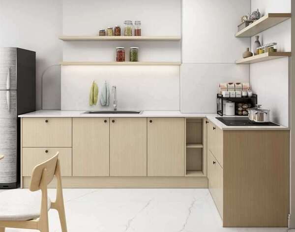 Tủ bếp chữ L nhỏ được nhiều người ưa chuộng