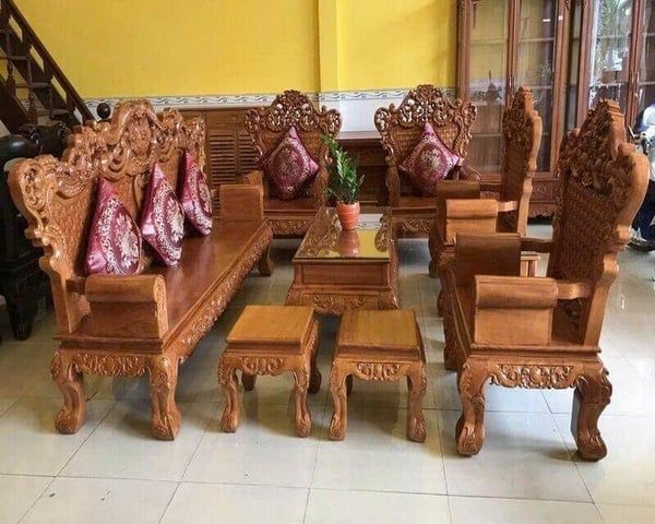 Tham khảo bộ bàn ghế sa lông ghế gỗ gõ đỏ