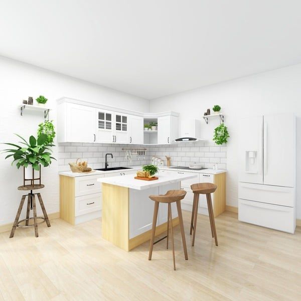 Diện tích đảo bếp phù hợp với tổng diện tích phòng bếp