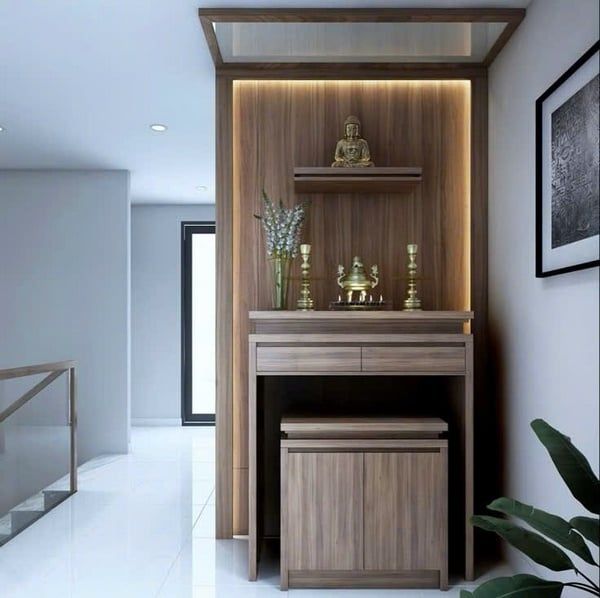 Tủ thờ gỗ gụ thiết kế đơn giản, hiện đại