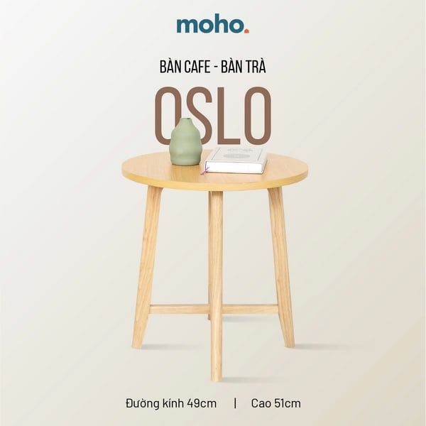 Bộ bàn trà tròn MOHO OSLO màu tự nhiên dáng cao