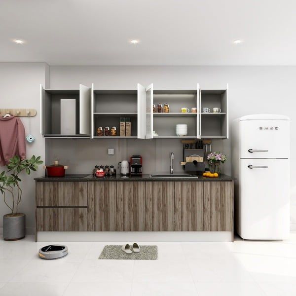 Mẫu 18: Tủ bếp gỗ nâu đỏ kiểu Rustic ấm cúng