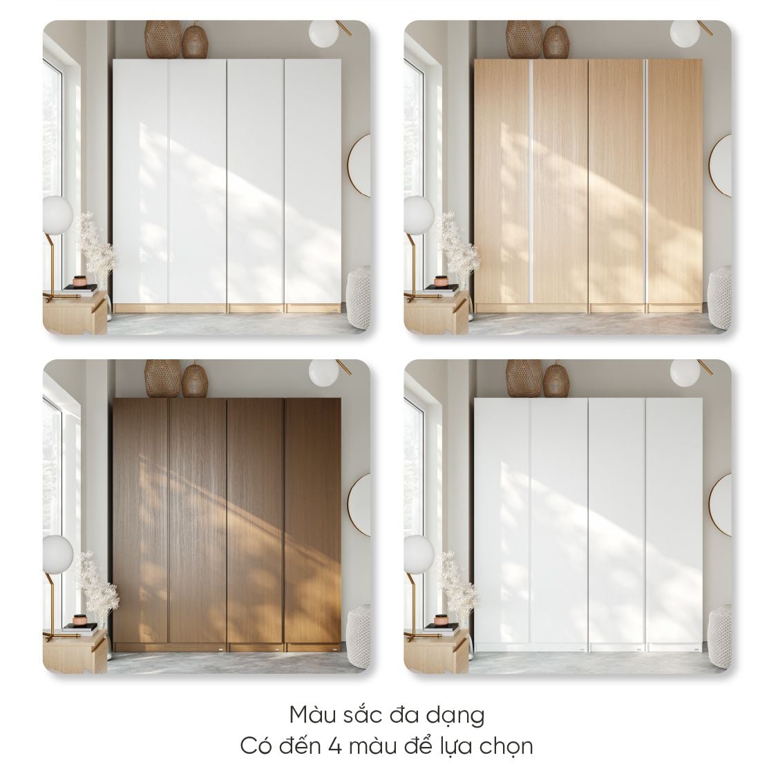 tủ quần áo vienna 4 cánh không tay nắm