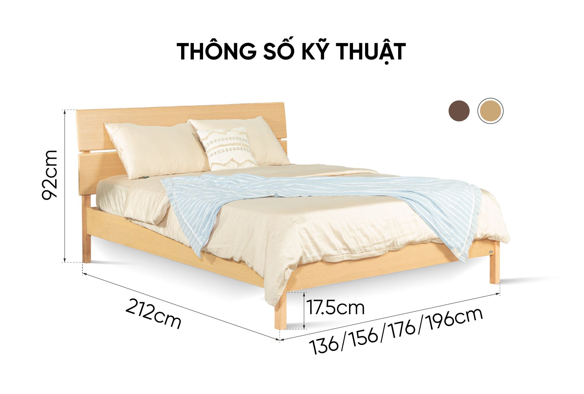 Nội dung sản phẩm giường gỗ VLINE nat