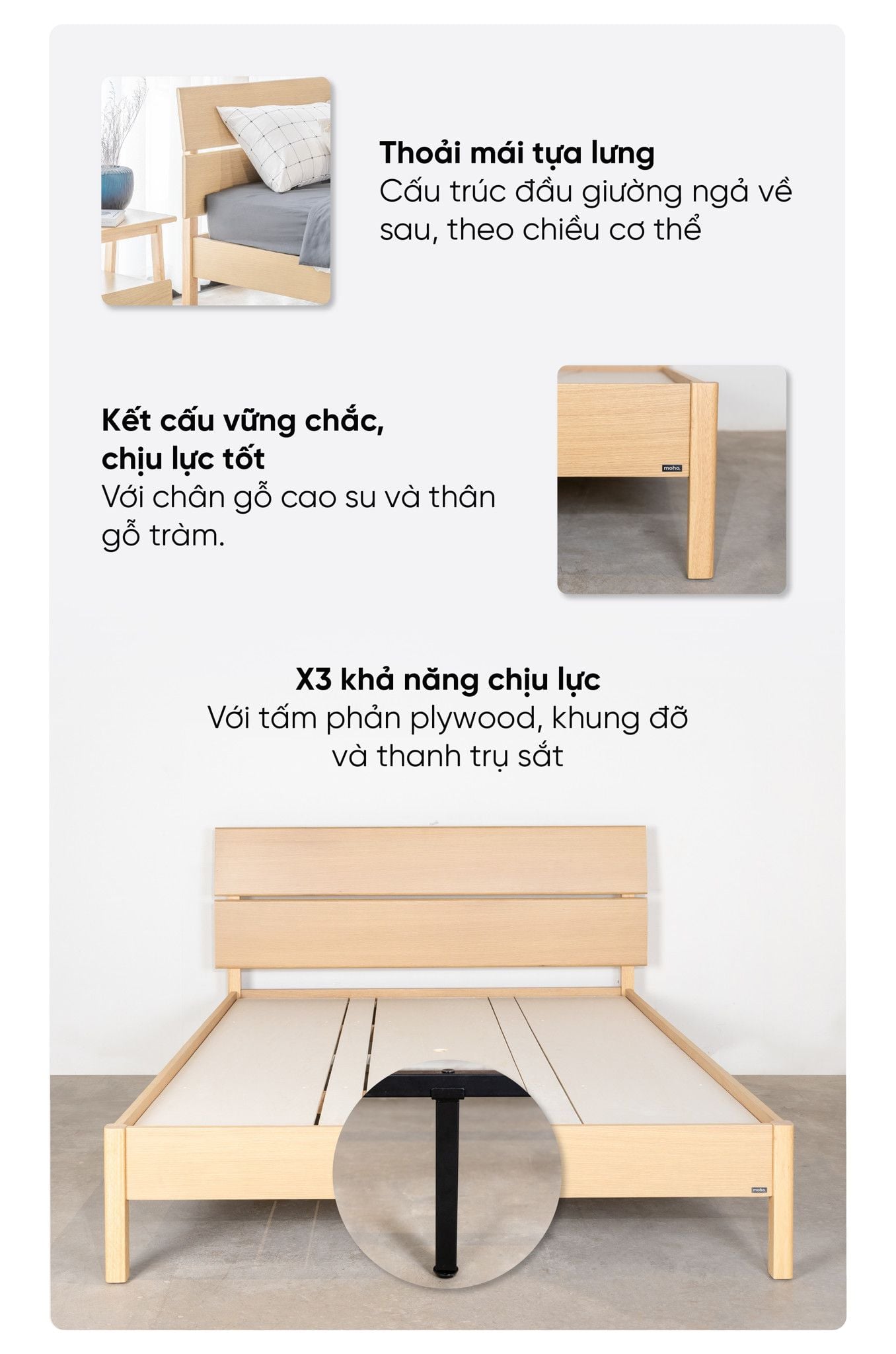 giường gỗ VLINE nat
