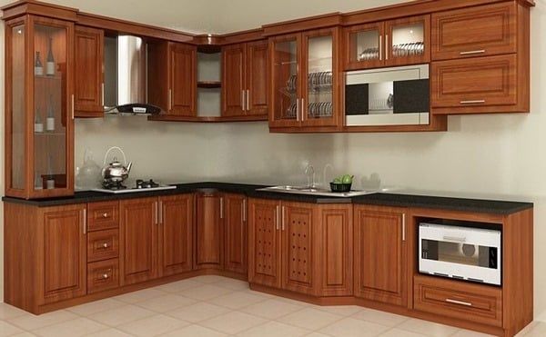 Tủ bếp Căm Xe thiết kế đẹp, màu sắc sang trọng