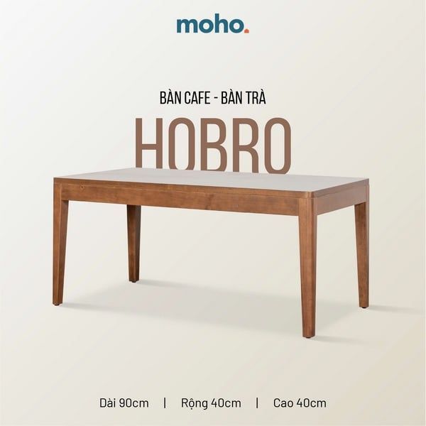 Mẫu bàn trà chữ nhật MOHO HOBRO màu nâu gỗ