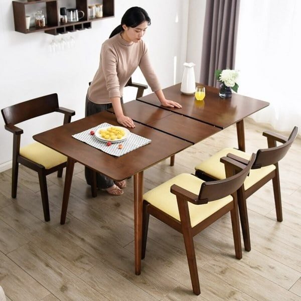 Bàn ăn gỗ tự nhiên xếp gọn