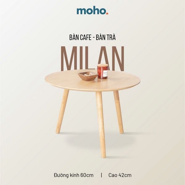 Bàn trà MOHO MILAN mặt bàn màu gỗ