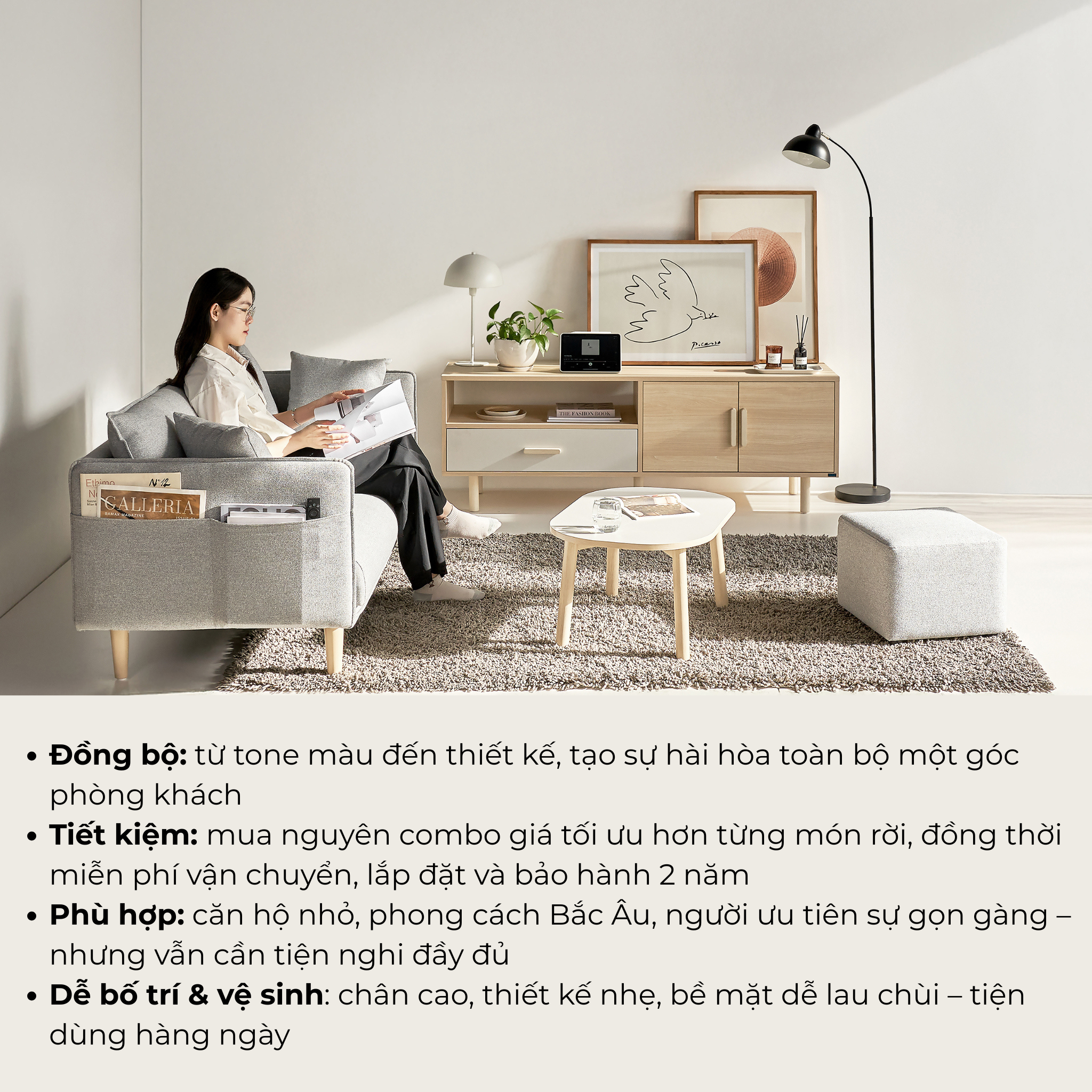 Nội dung sản phẩm combo phòng khách narvik