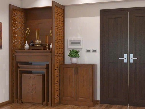 Mẫu tủ thờ hiện đại chất liệu gỗ mdf cho nhà chung cư
