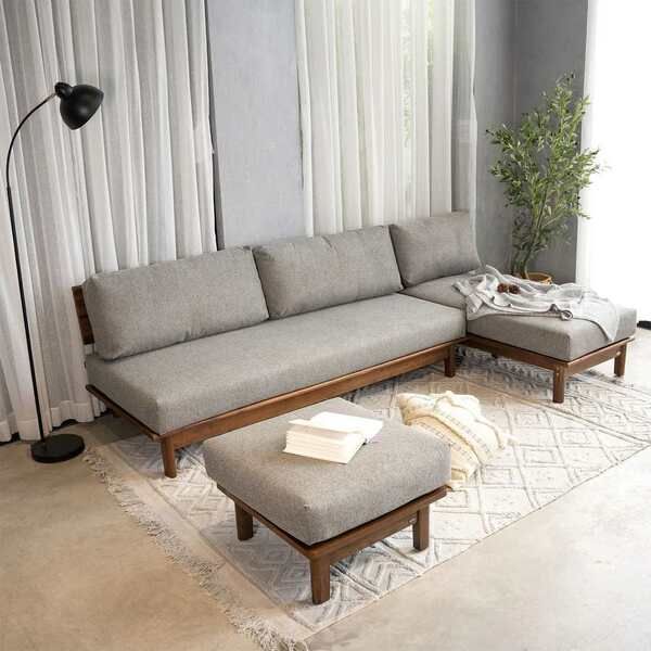 Ghế sofa góc chữ L MOHO VLINE màu xám đậm