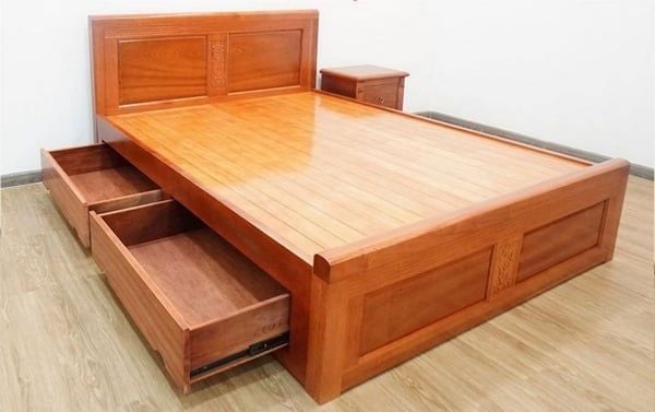 Giường ngủ từ gỗ xoan đào tân cổ điển