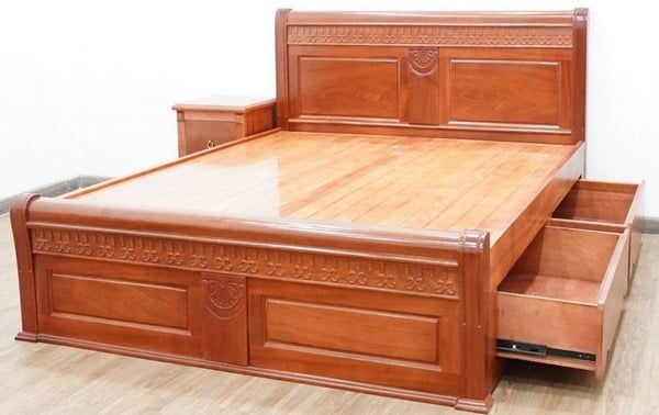 Giường xoan đào có ngăn kéo