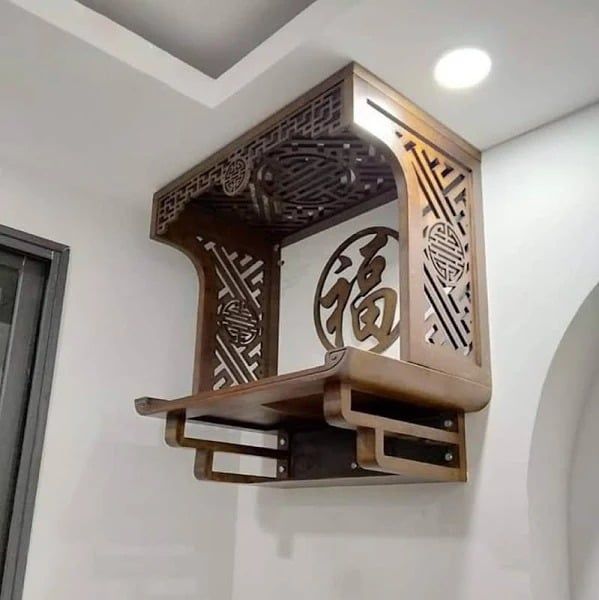 Tham khảo bàn thờ treo tường gỗ công nghiệp tối giản
