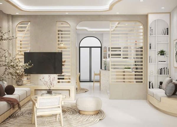 Chọn vách kệ tivi kết hợp kính cường, tạo điểm nhấn ấn tượng