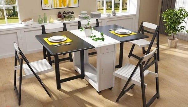 Mẫu bàn ăn hình chữ nhật gấp gọn