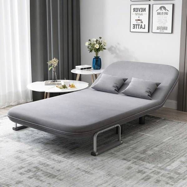 Mẫu ghế giường gấp bọc da màu xám