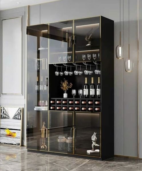 Mẫu tủ rượu đứng, cánh kính nhiều ngăn