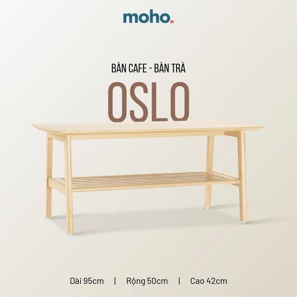 Bộ bàn trà chữ nhật MOHO OSLO màu tự nhiên