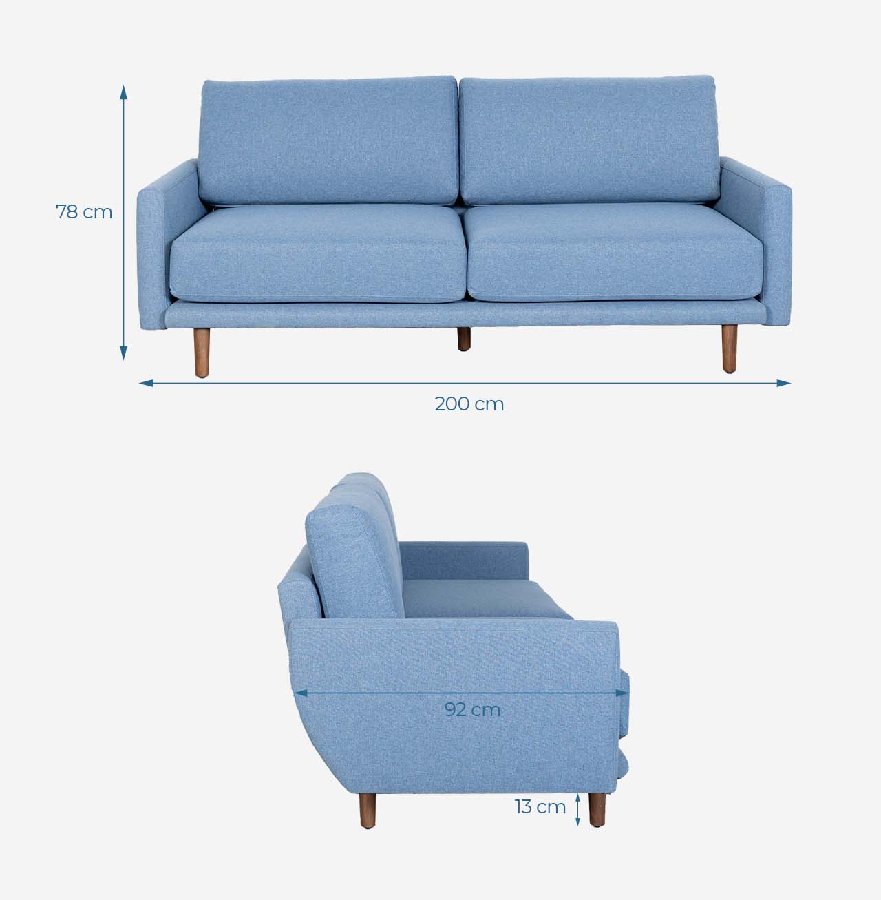 Kích thước ghế sofa gỗ cao su FREDERICIA