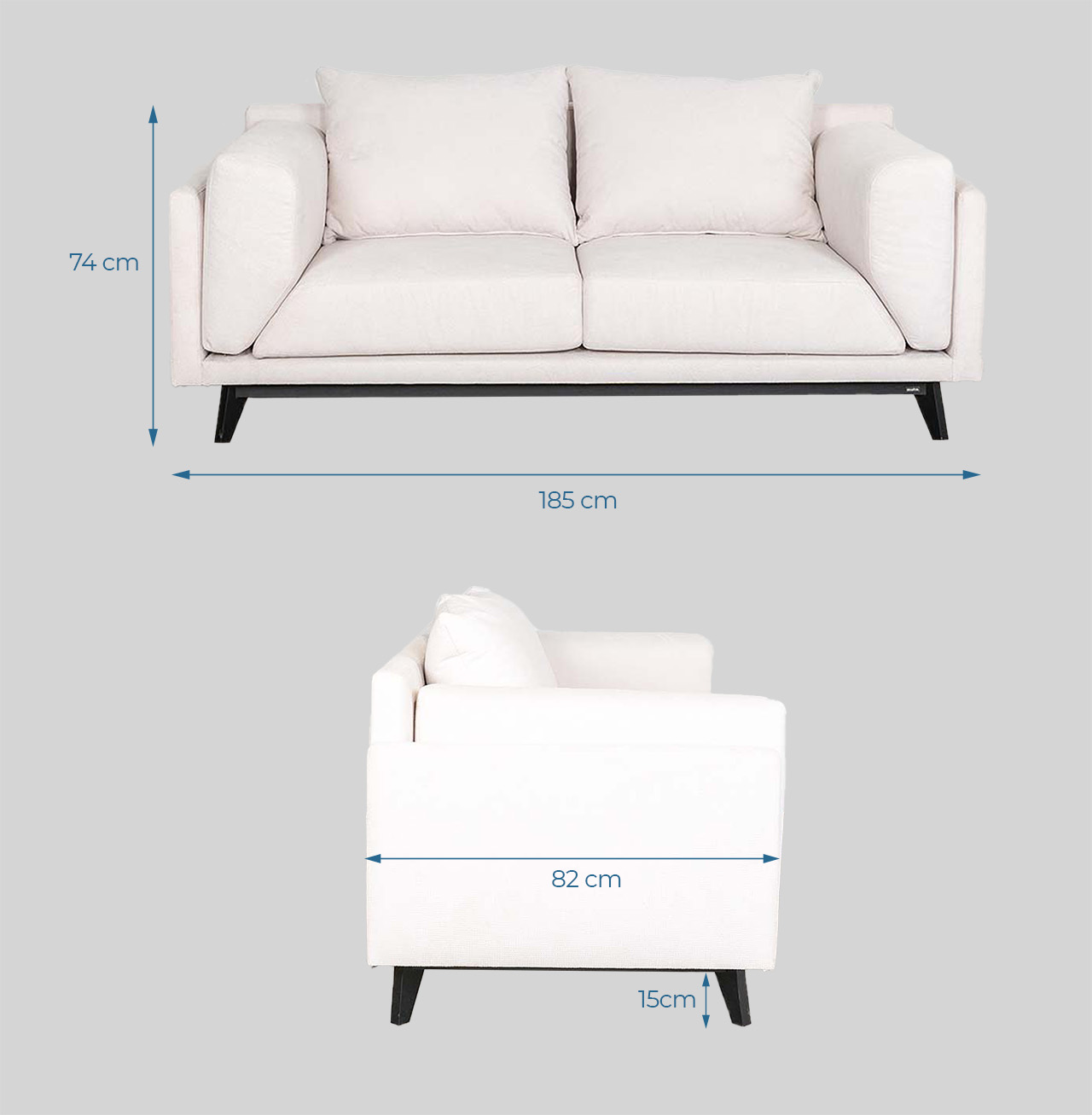Kích Thước Ghế Sofa Gỗ Cao Su Tự Nhiên MOHO TROMSO 601