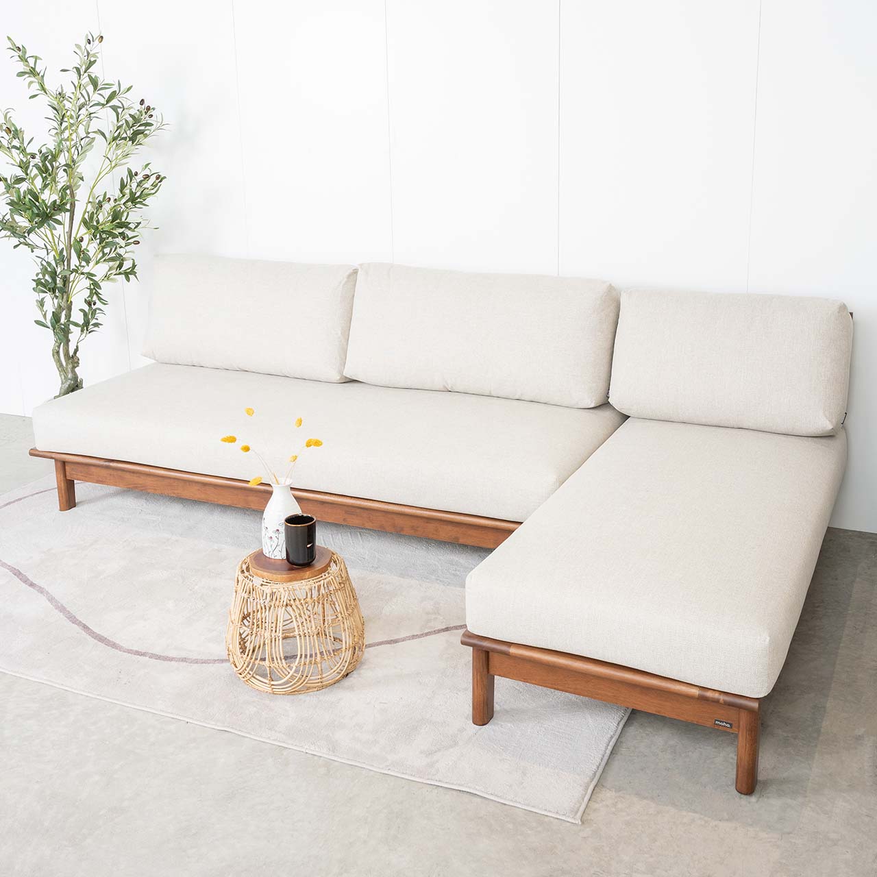 Vải bọc ghế sofa gỗ VLINE màu be 2
