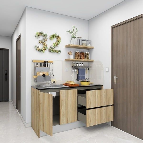Tủ bếp có thiết kế tủ kéo thông minh