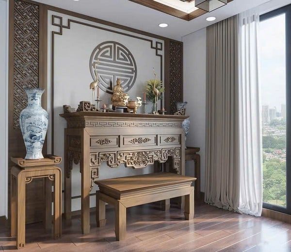 Tủ thờ vân gỗ tự nhiên đẹp mắt