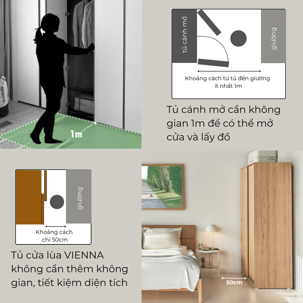 tủ quần áo cửa lùa 1m2 VIENNA