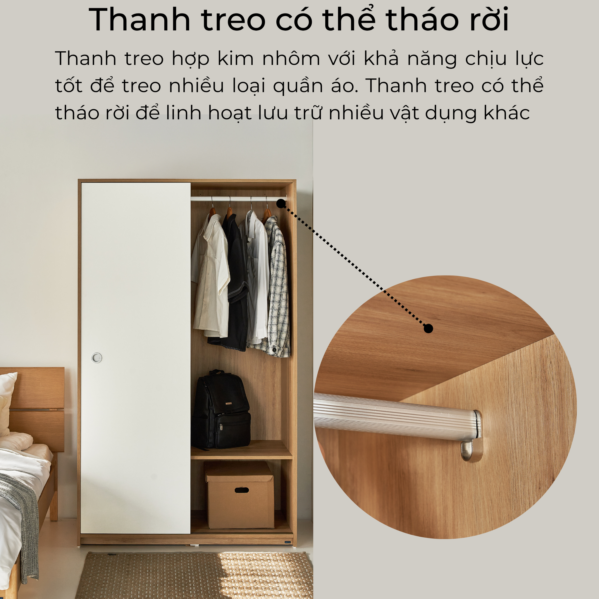 tủ quần áo cửa lùa 1m2 VIENNA