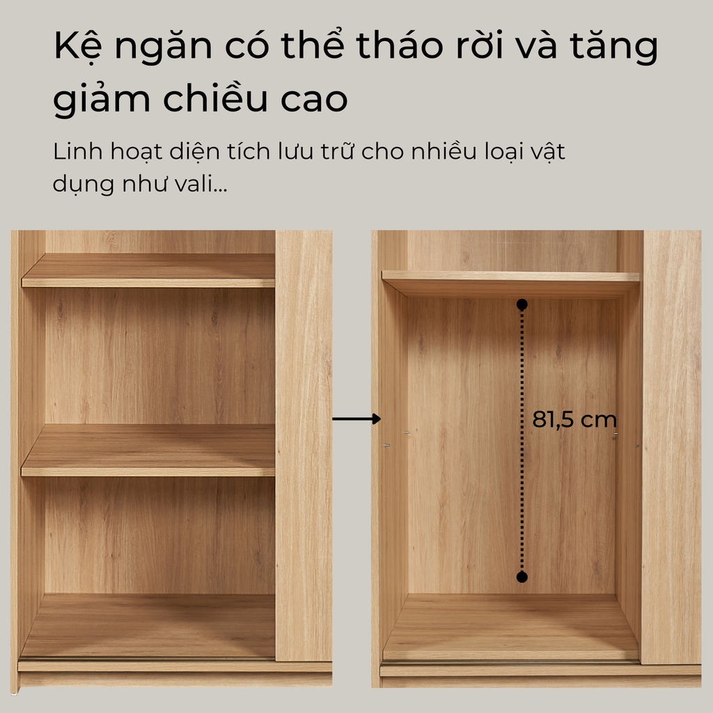 tủ quần áo cửa lùa 1m2 VIENNA