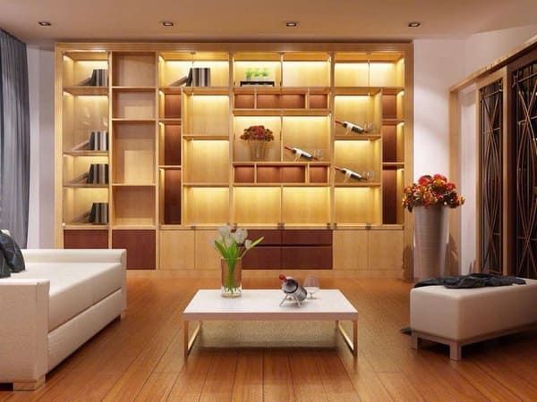 Mẫu tủ rượu âm tường kết hợp đèn led sang trọng