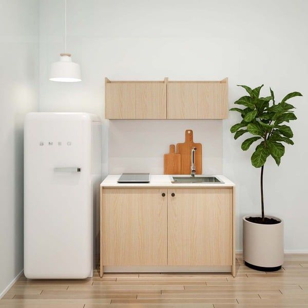 Mẫu tủ bếp phong cách hiện đại tông màu be