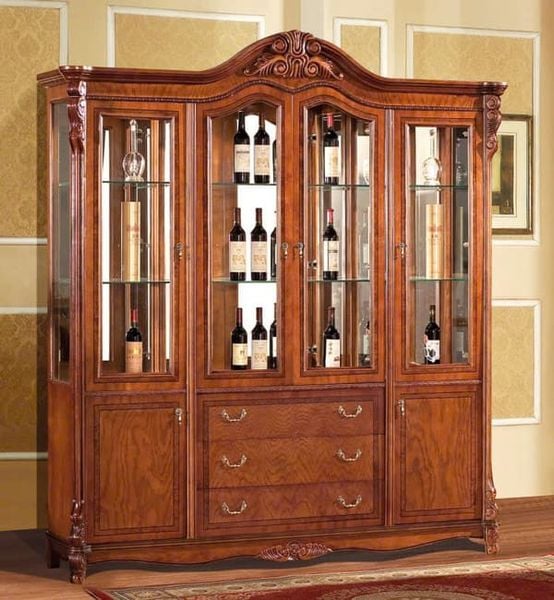 Tủ để rượu cánh kính đứng chất liệu gỗ