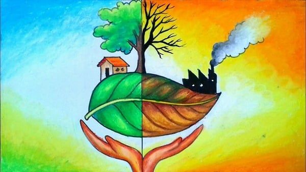 Tranh nâng niu thiên nhiên, bảo vệ trái đất (Sưu tầm)