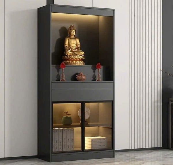 Tủ thờ gỗ thiết kế hiện đại, có đèn led