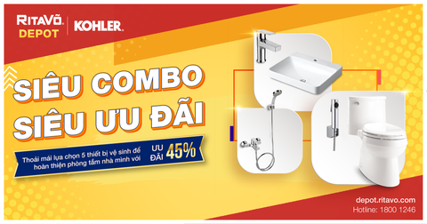 Chương trình khuyến mãi 45% dành cho combo thiết bị vệ sinh