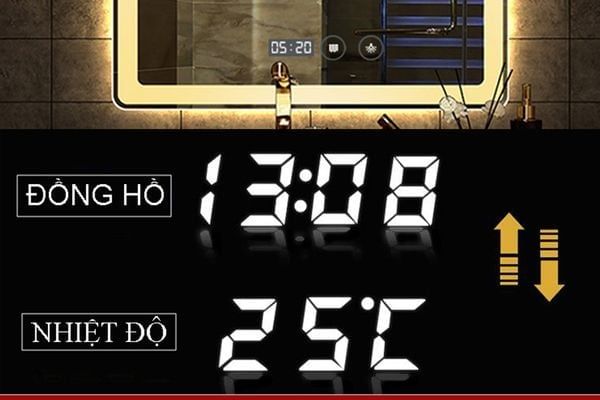 Gương led hình chữ nhật KT 1200 x 700mm