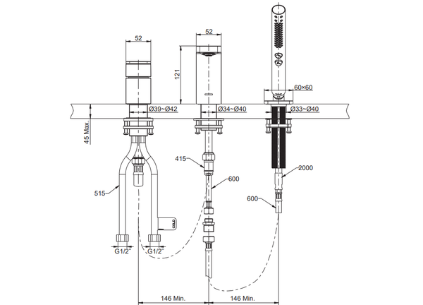 thông số kỹ thuật Kohler Parallel K-23488T-4-AF