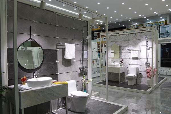 trưng bày thiết bị nhà tắm