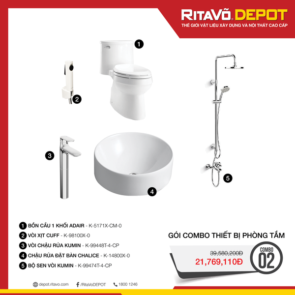 COMBO THIẾT BỊ VỆ SINH KOHLER ƯU ĐÃI LÊN ĐẾN 45% – RitaVõ Depot - Thế